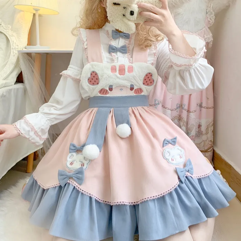 Kawaii Sweet Style Bear Embroidered Lolita Skirt Suit