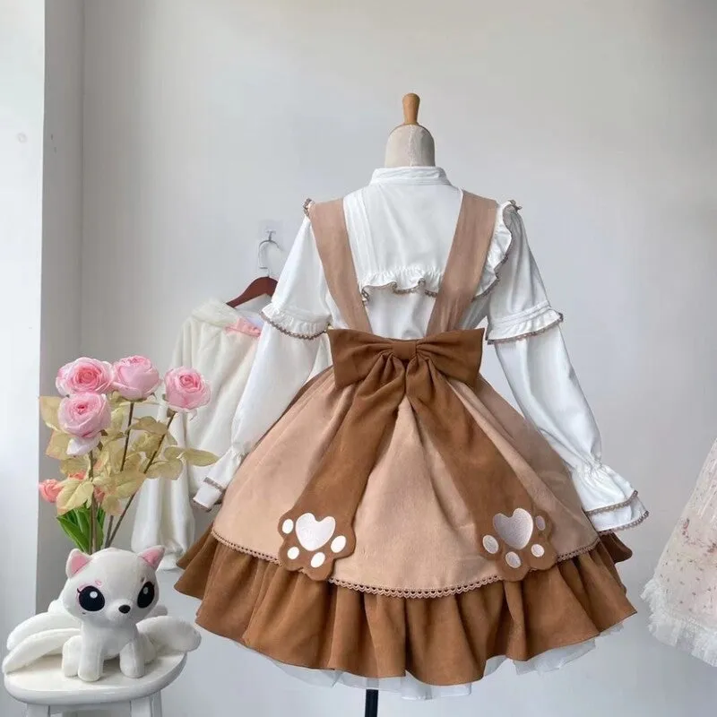 Kawaii Sweet Style Bear Embroidered Lolita Skirt Suit