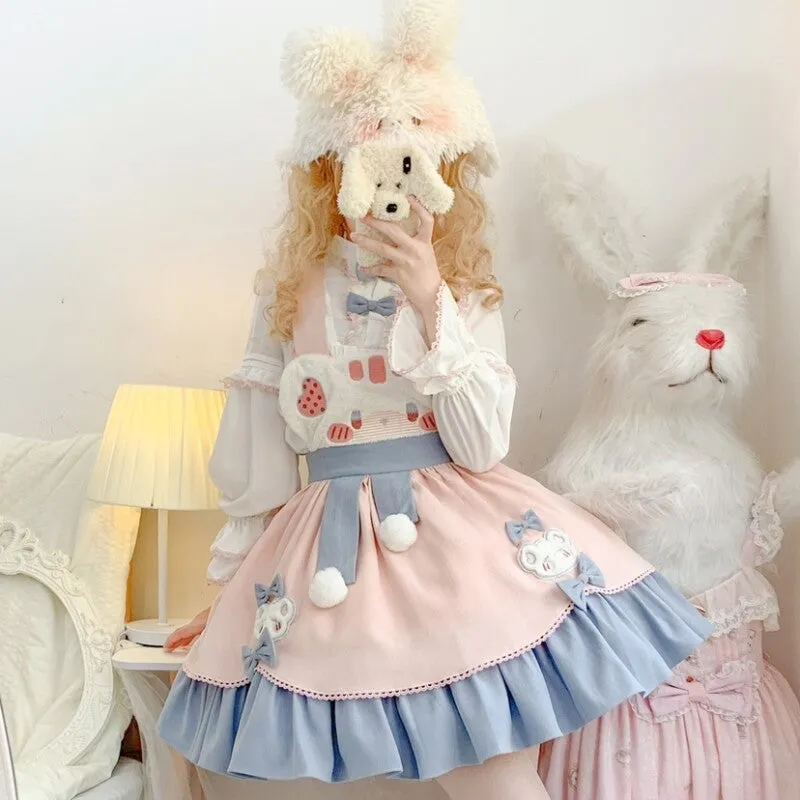 Kawaii Sweet Style Bear Embroidered Lolita Skirt Suit