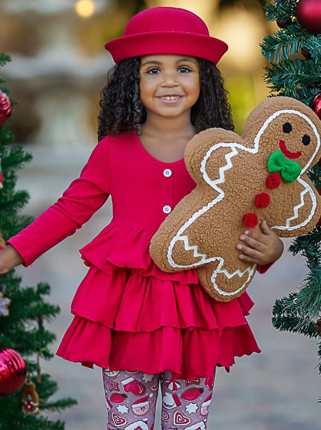 Keep It Festive Tiered Ruffle Top And Legging Set