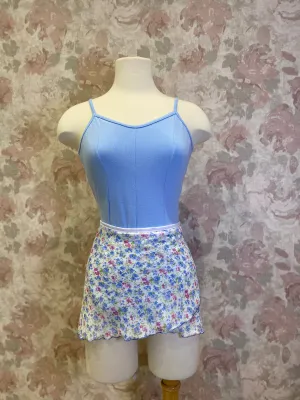 Ladies White & Dusty Blue Floral Skirt