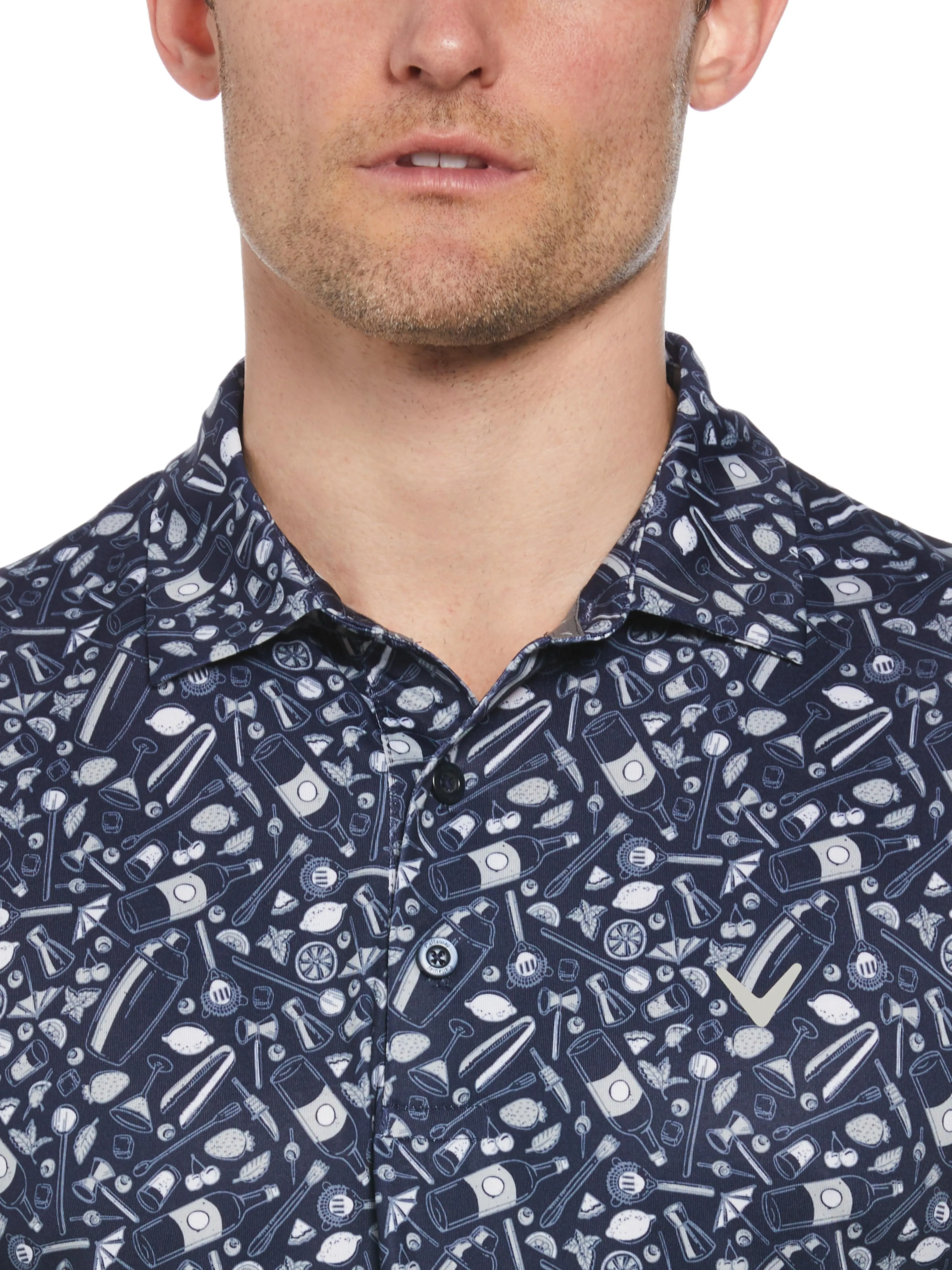 Men's All Over Tropical Print Polo Shirt