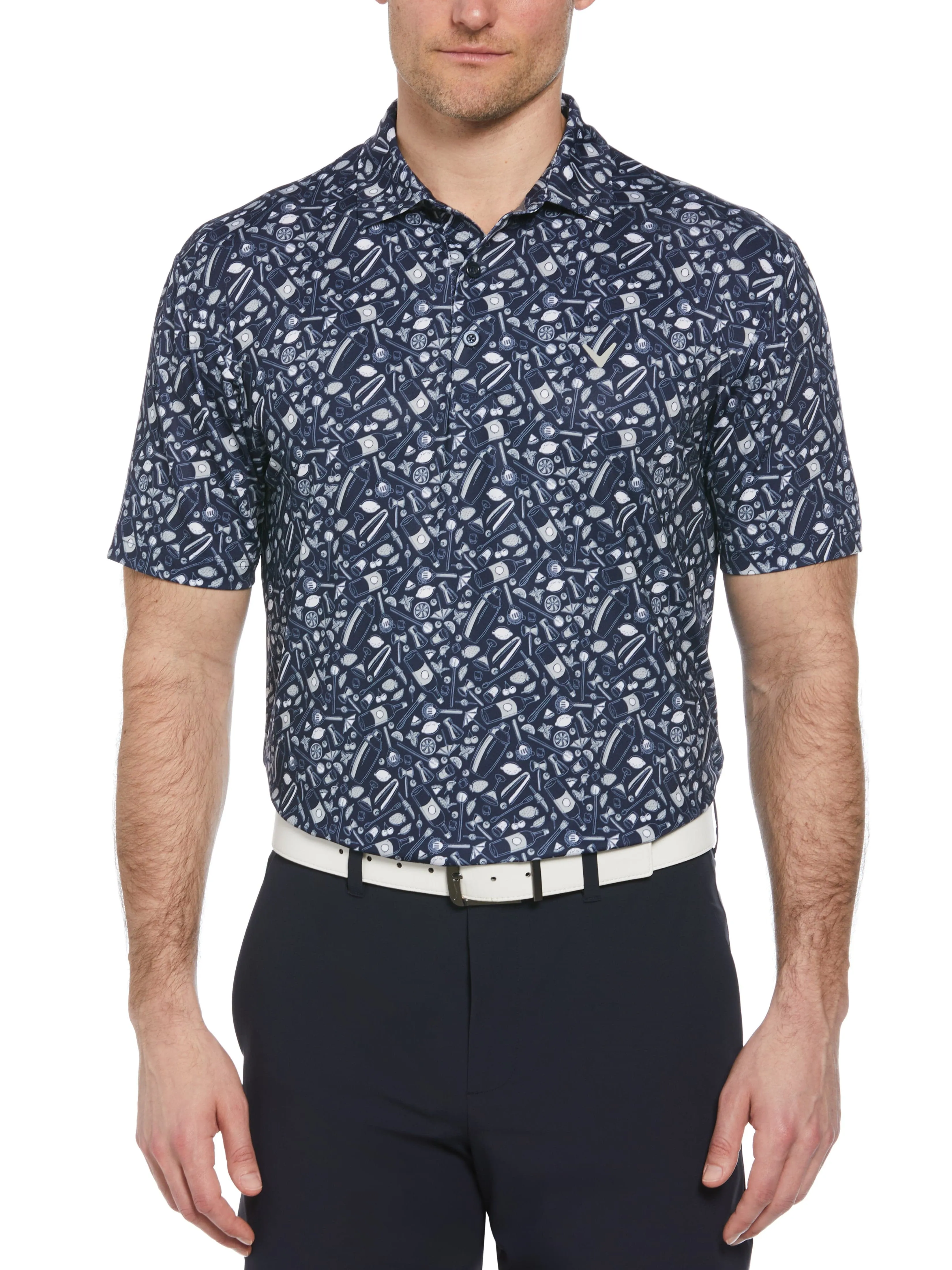 Men's All Over Tropical Print Polo Shirt