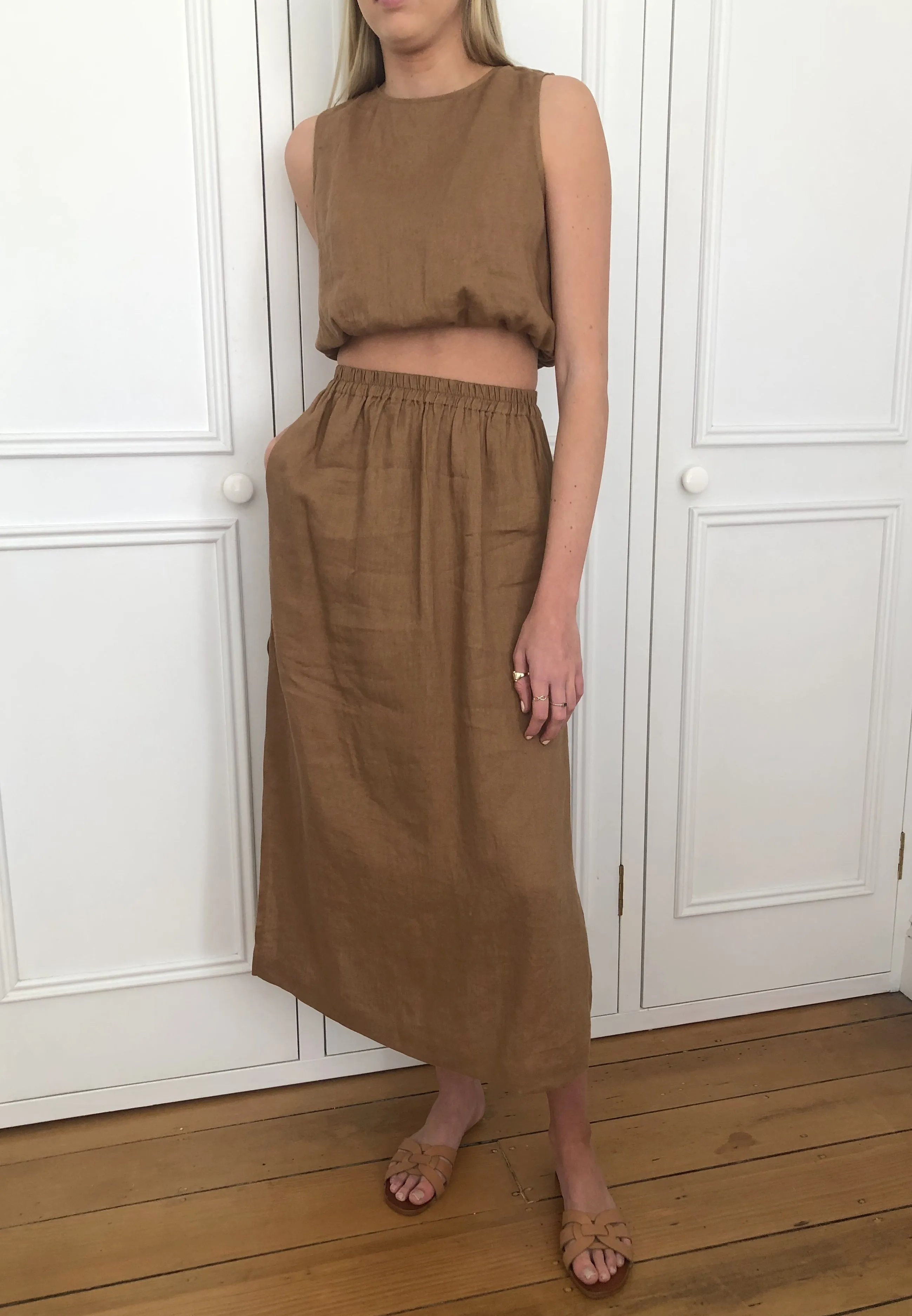 Pacific Linen Skirt Cognac