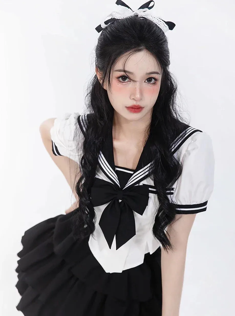 Ribbon Skirt College Top   Six Sailor Ruffled Sweet