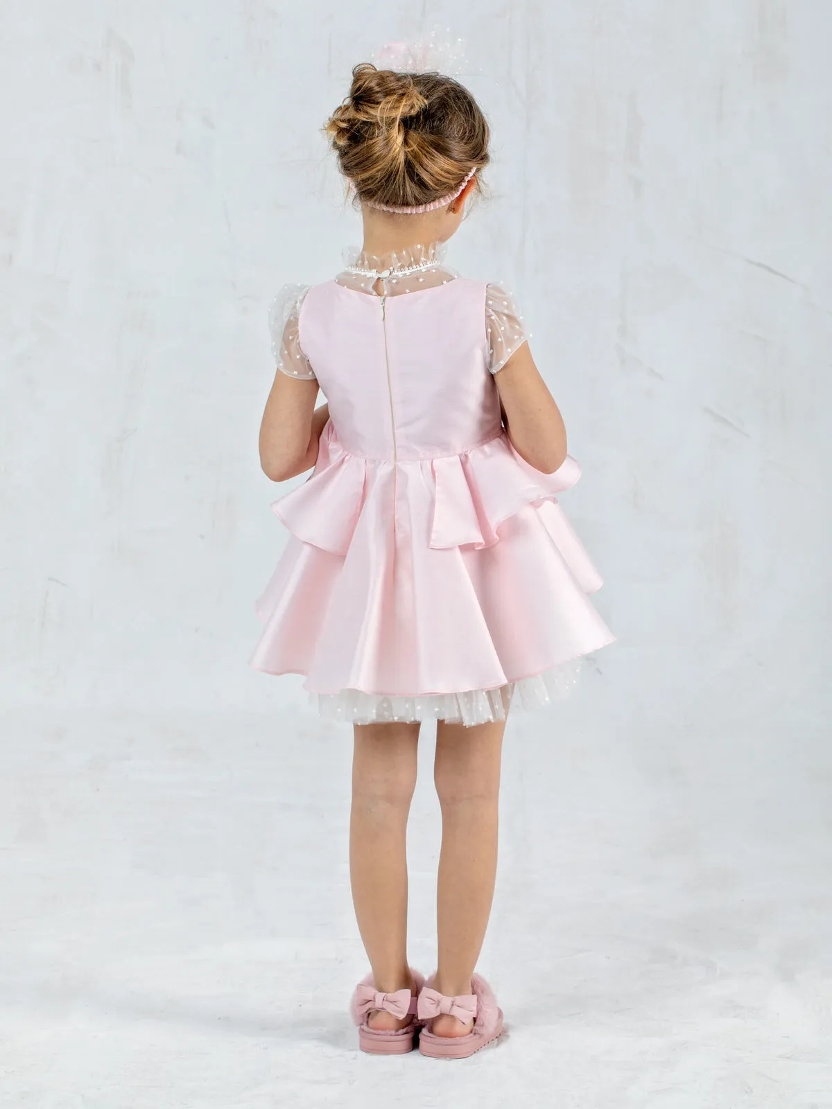 Silk dress with tulle for girl – GALINA