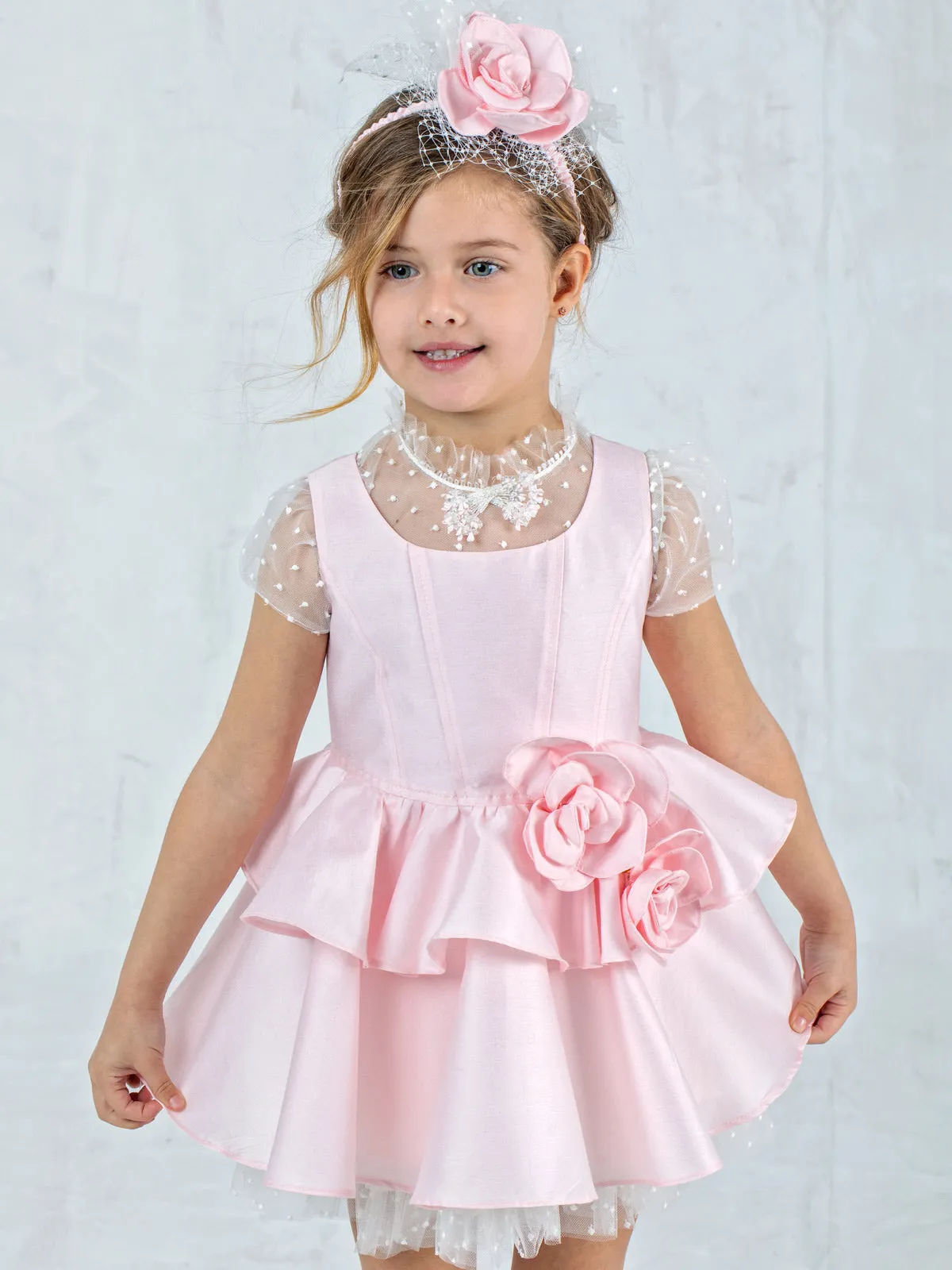 Silk dress with tulle for girl – GALINA