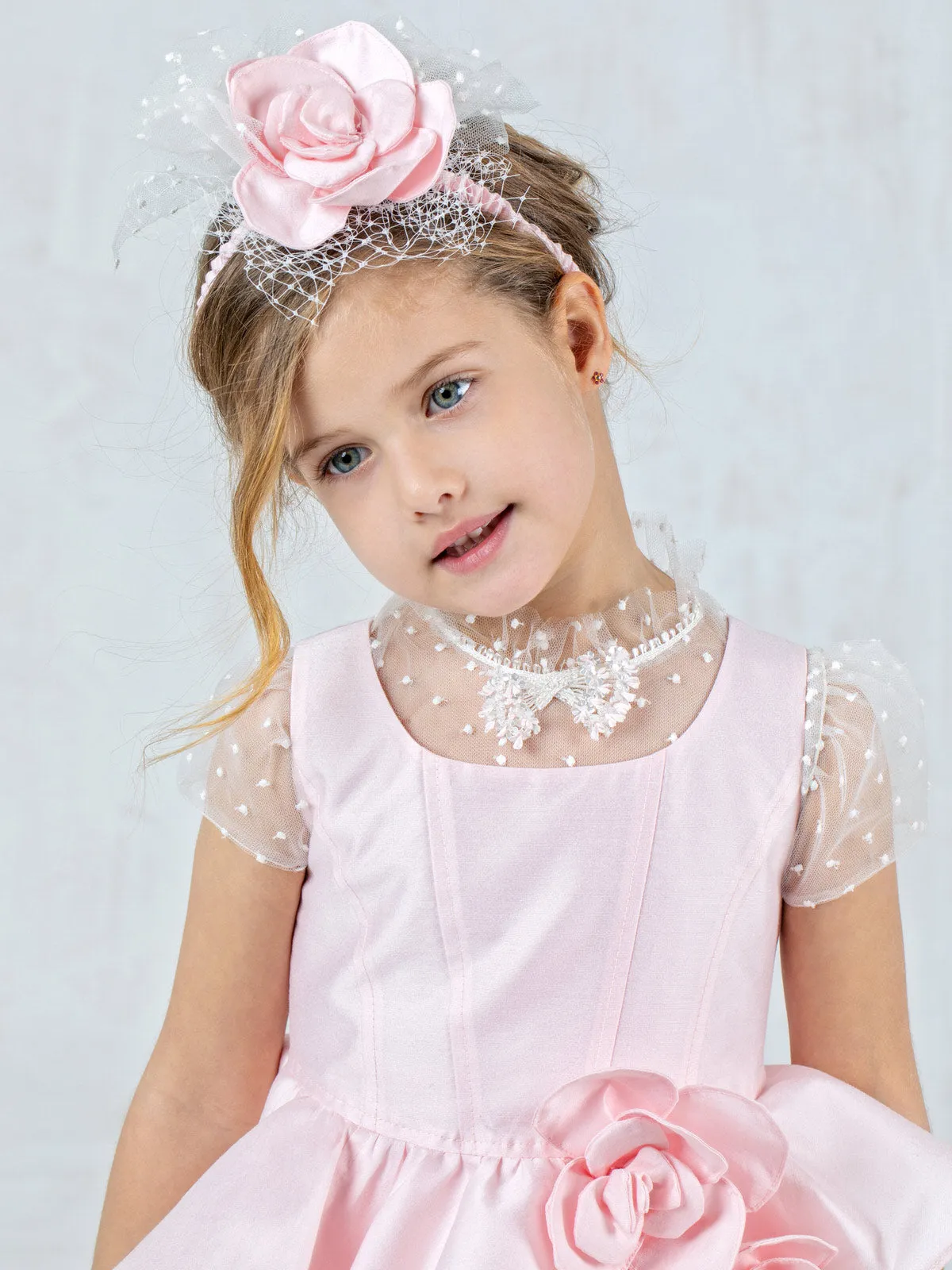 Silk dress with tulle for girl – GALINA