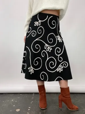 Swirl Embroidered Circle Skirt (W30")