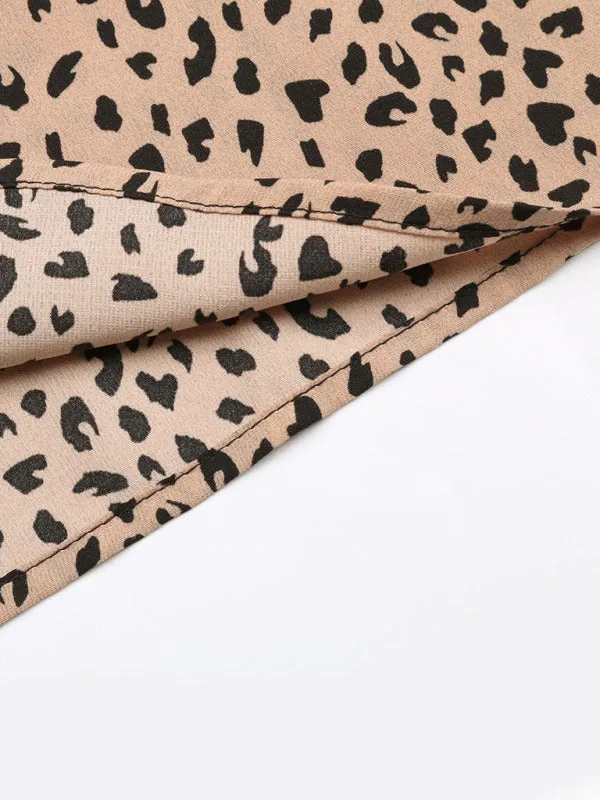 TEEK - Khaki Leopard V-Neck Sleeveless Blouse