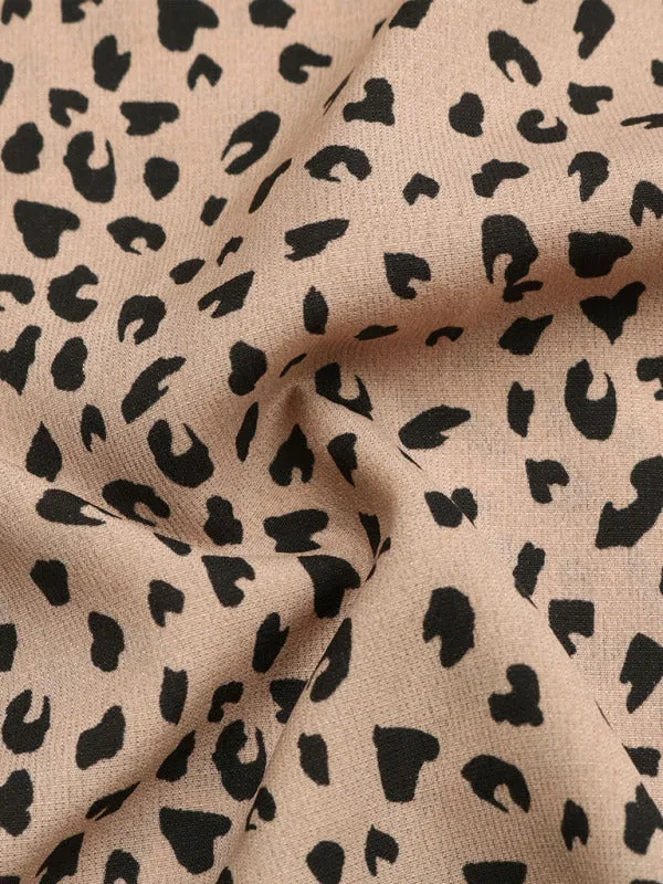 TEEK - Khaki Leopard V-Neck Sleeveless Blouse