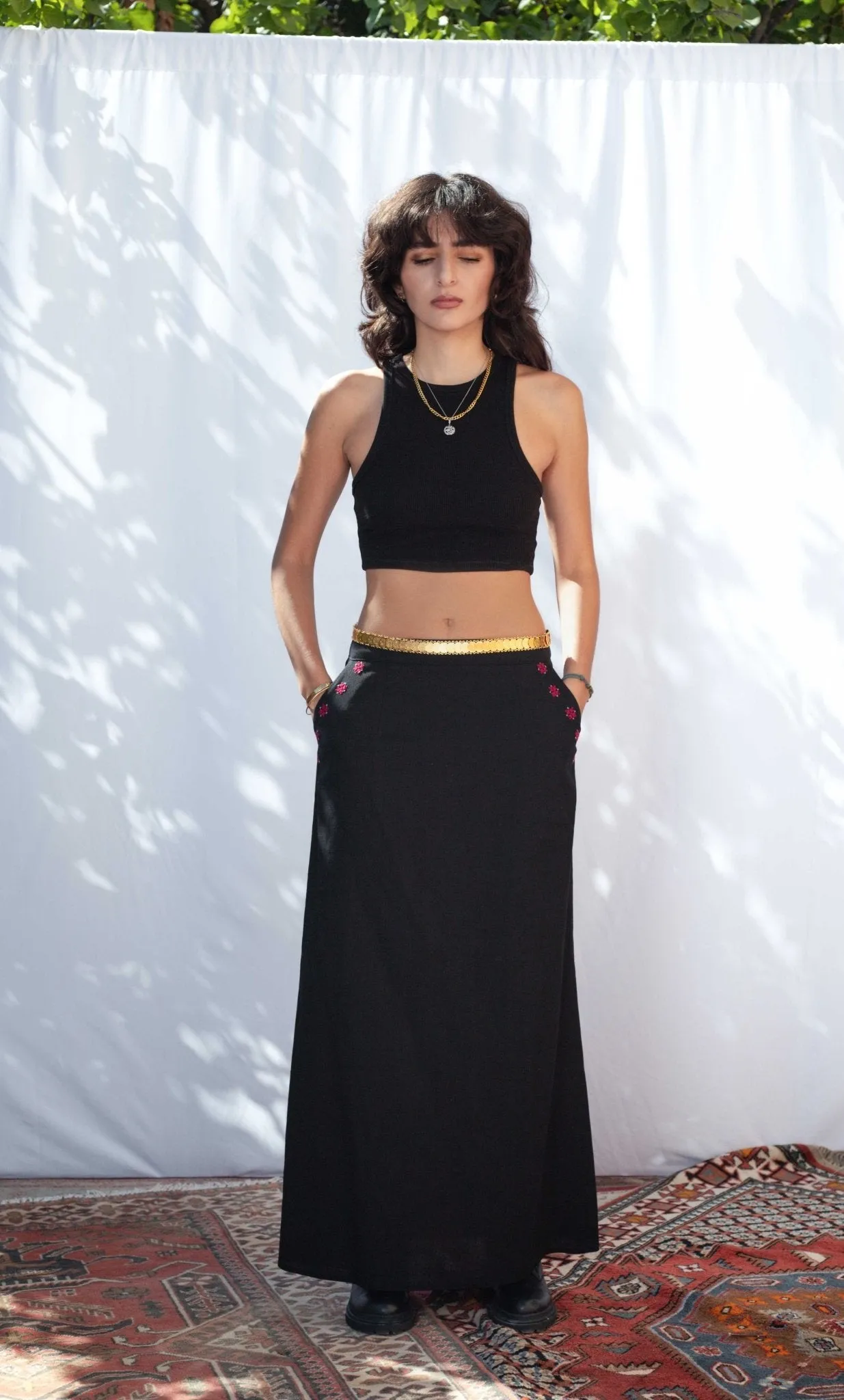 The Layal Hand Embroidered Maxi Skirt