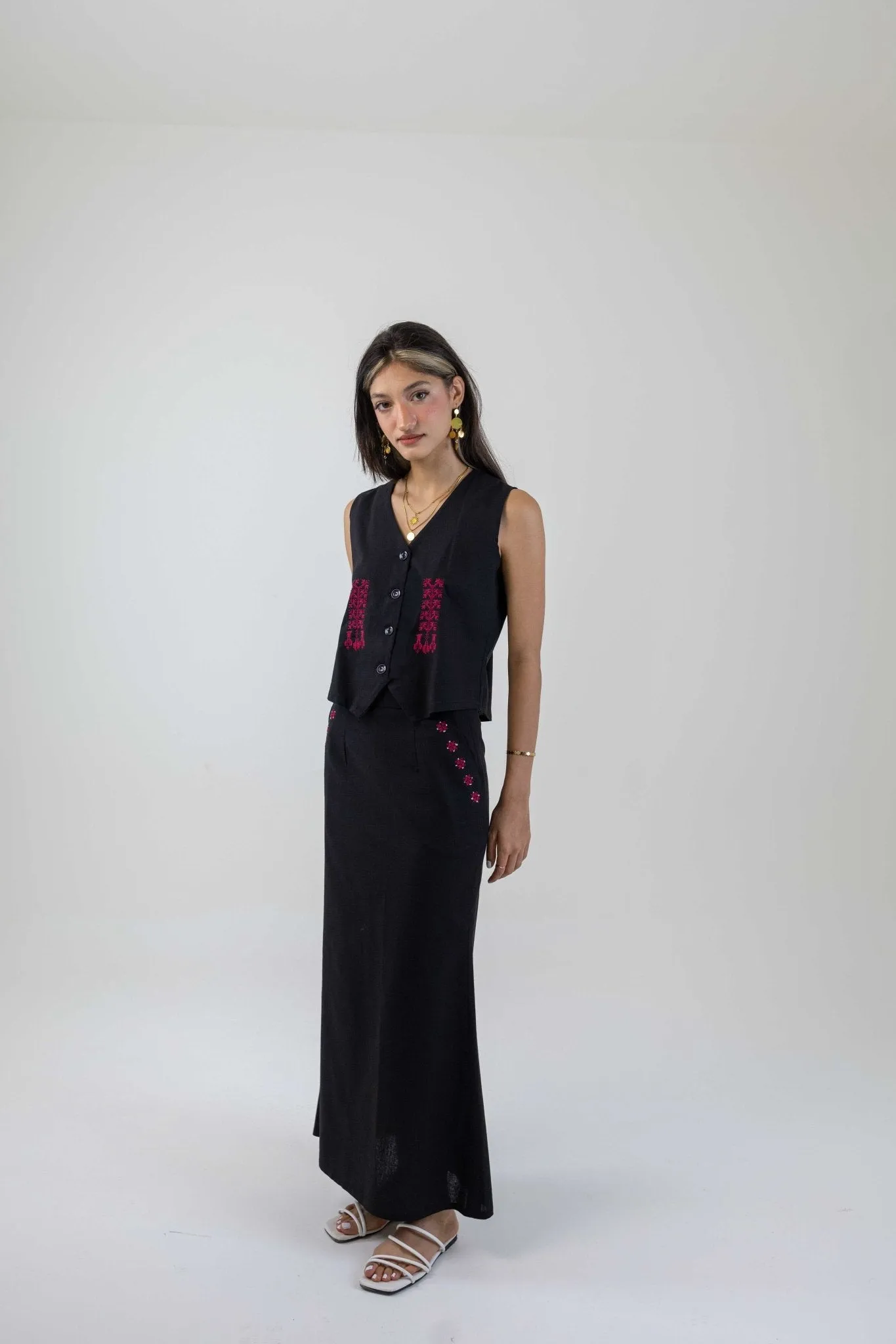 The Layal Hand Embroidered Maxi Skirt