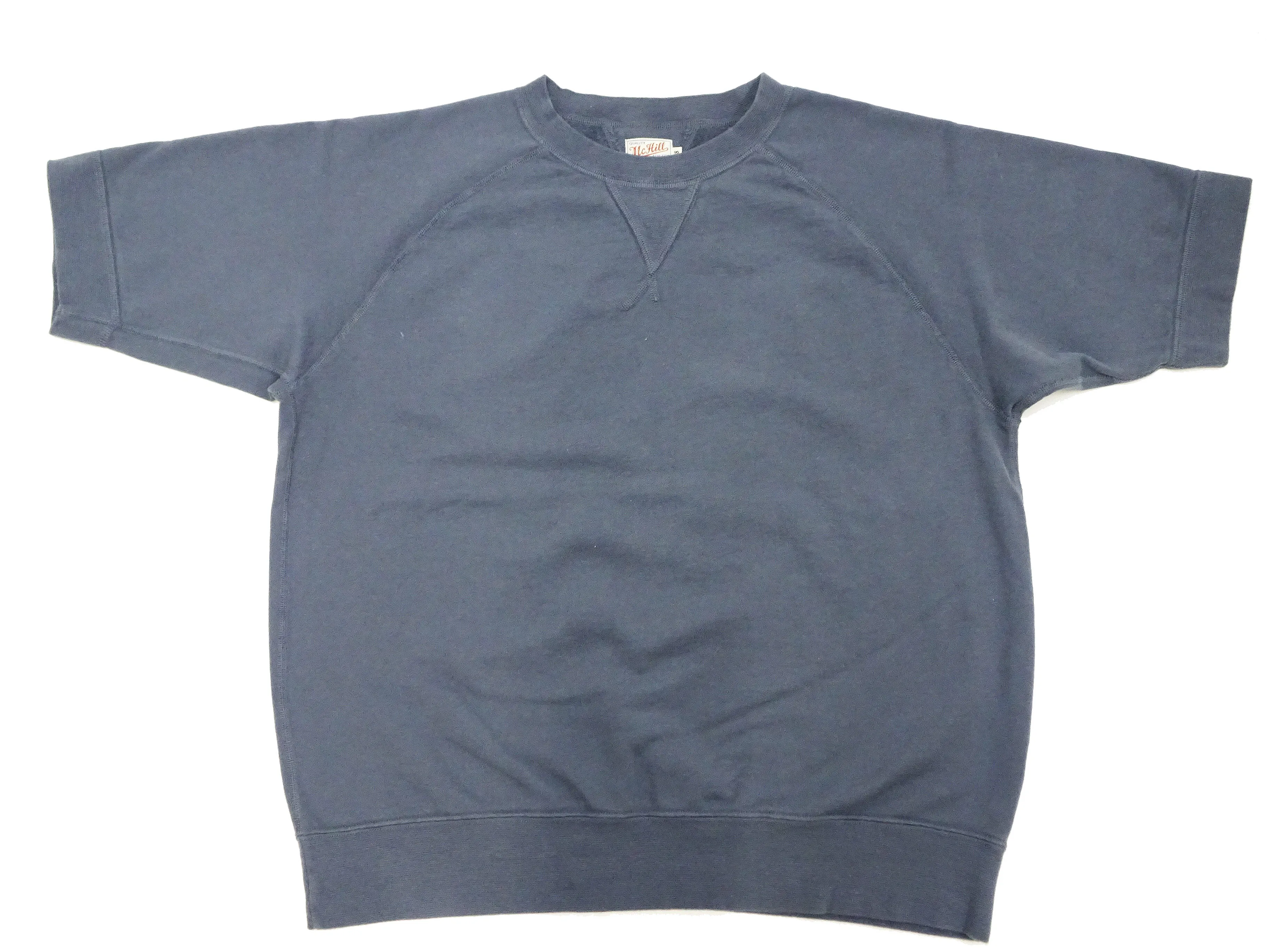 TOYS McCOY Plain Short Sleeve Sweatshirt Men's Solid Color Garment-dyed French Terry Fabric Tee Shirt TMC2429 120 Faded-Blue