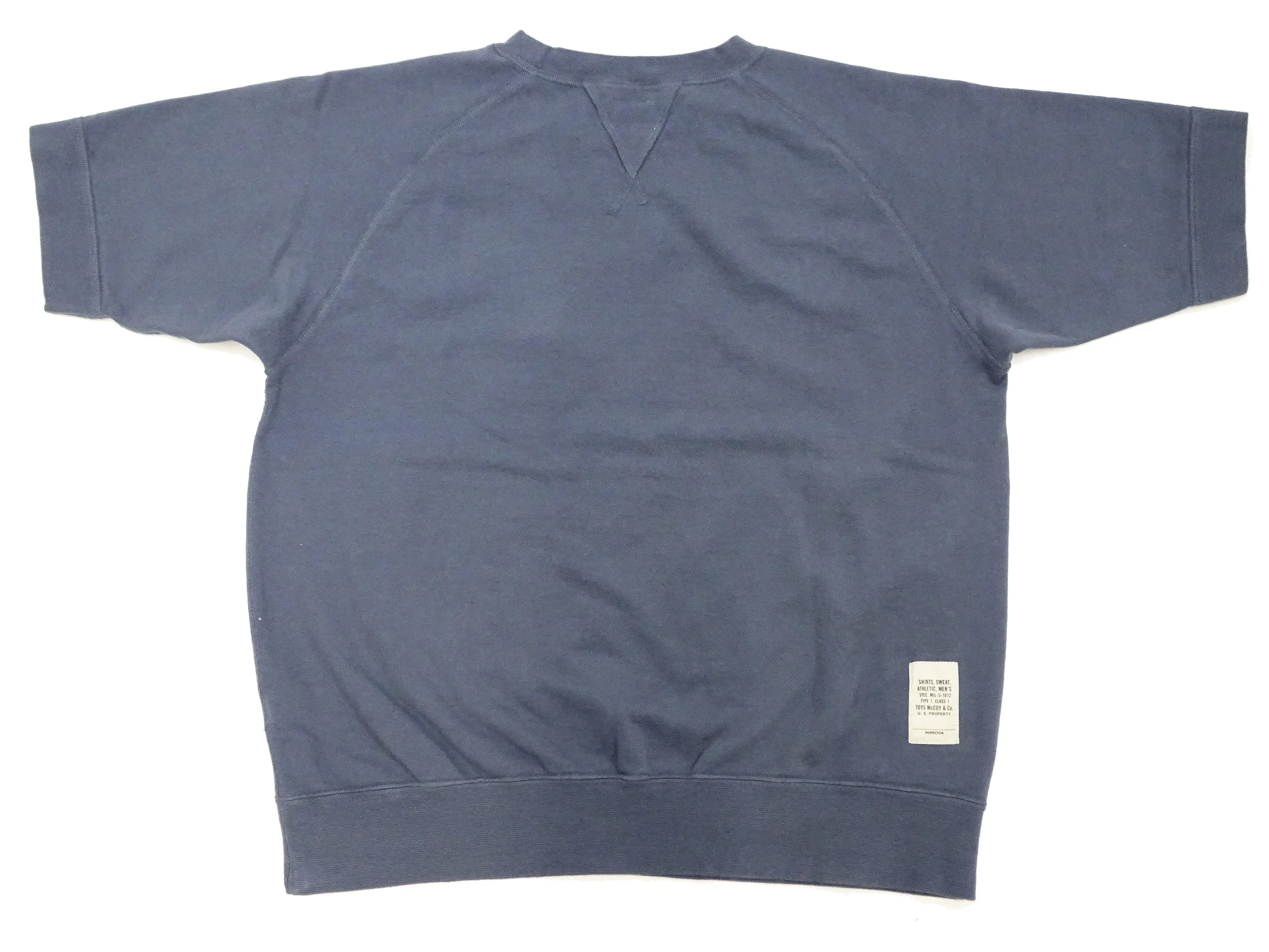 TOYS McCOY Plain Short Sleeve Sweatshirt Men's Solid Color Garment-dyed French Terry Fabric Tee Shirt TMC2429 120 Faded-Blue