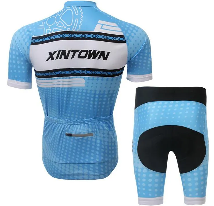 XINTOWN Blue White Short Sleeve Cycling Jersey Set