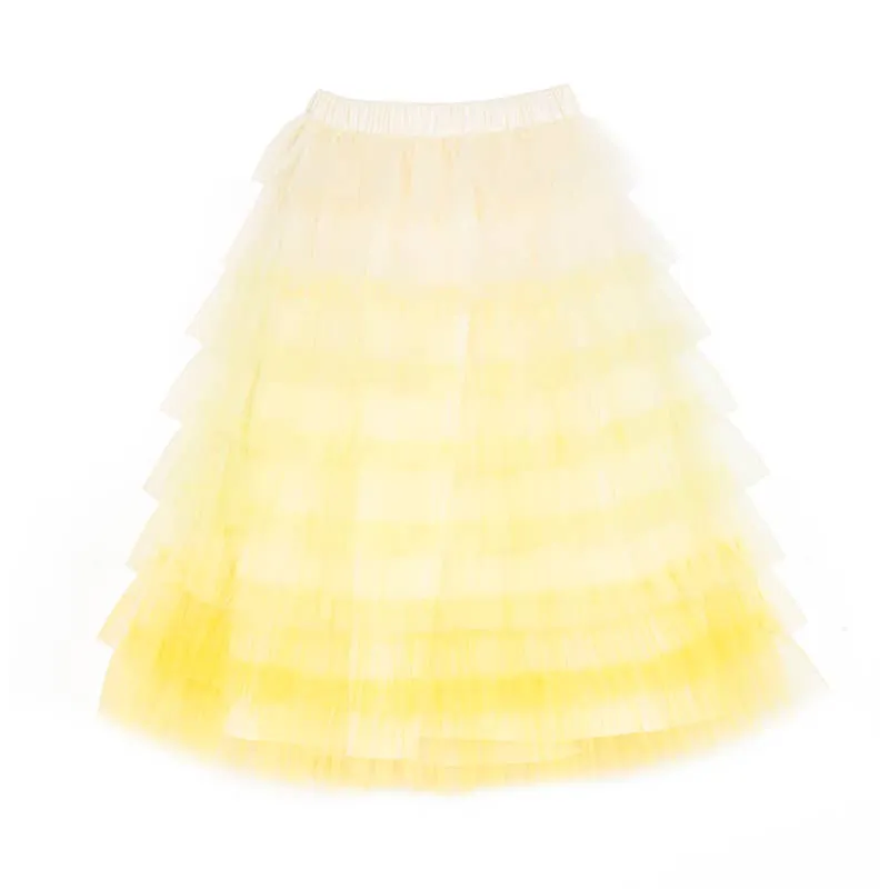 Yellow ruffled skirt